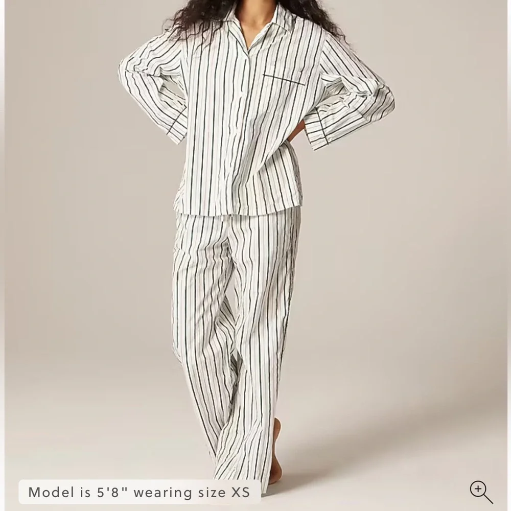 J.Crew Cotton poplin long-sleeve pajama pant set in peppermint stripe